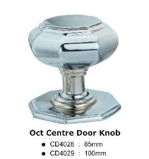 Oct Centre Door Knob – 100mm – Polished Satin Chrome