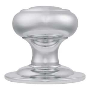Verda Centre Door Knob – 86×70mm – Polished Satin Chrome