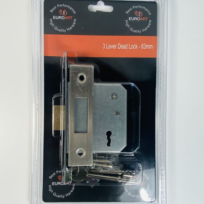3 Lever Deadlock – 63mm – Satin Stainless Steel Finish