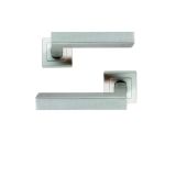 Lever on Rose Door Handle – 135mm x 52mm – Satin Stainless Steel Finish
