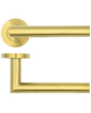Lever on Rose Door Handle – 19mm – Satin Brass