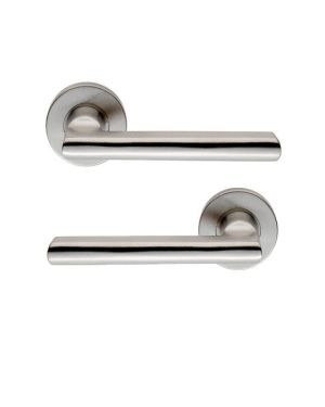 Mitred Lever on Rose Door Handle – 19mm – Satin Stainless Steel Finish