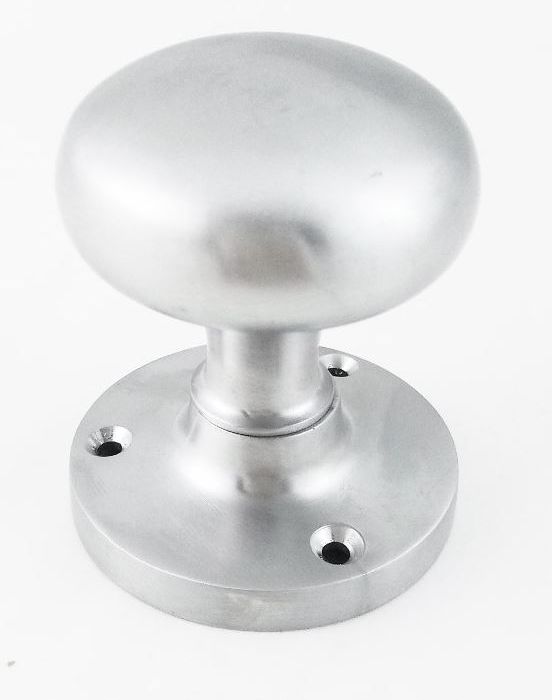 Mushroom Mortice Door Knobs- 56mm- Satin Chrome Polished