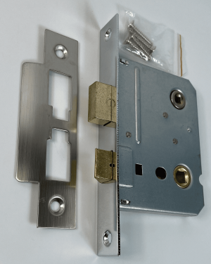 Bathroom Mortice Lock- 63mm- Satin Stainless Steel Finish
