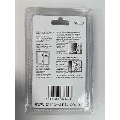 Hinged Window Lock – 25X10X50mm – White Finish