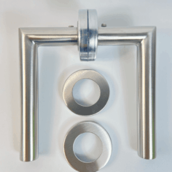 Mitred Lever on Rose Door Handle – 19mm – Satin Stainless Steel Finish - Image 3