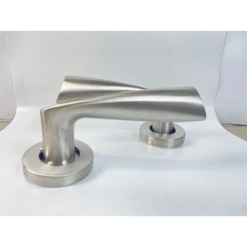 Lever on Rose Door Handle – 125mmx52mm – Satin Stainless Steel - Image 3