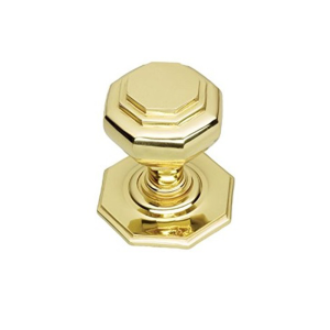 Oct Centre Door Knob – 100mm – Polished Brass