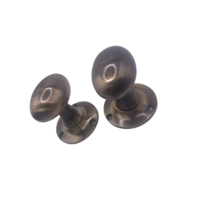 Oval Mortice Door Knob – 56mm – Aged Brass