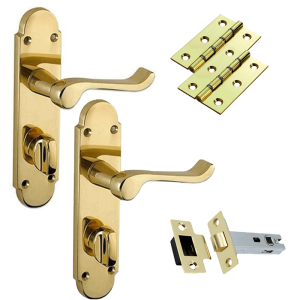 Door Handles on Backplate – Polished Brass