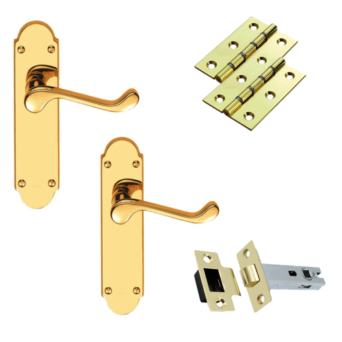 Door Handles on Backplate – Polished Brass