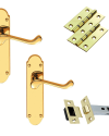 Door Handles on Backplate – Polished Brass