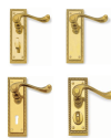 Georgian Door Handle On Backplate In Polished Brass Finish