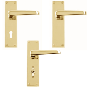 Jovian Victorian Door Handle On Backplate – Polished Brass Finish