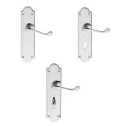 Victorian Shaped Epsom  Door Handle On Backplate - Polished Chrome Finish