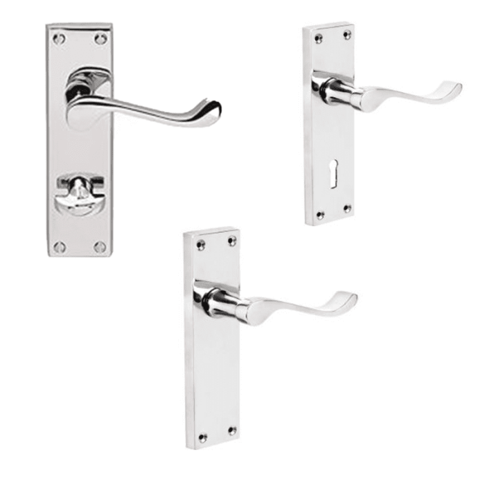 Victorian Scroll Door Handle – Polished Chrome Finish – 150mm x 45mm