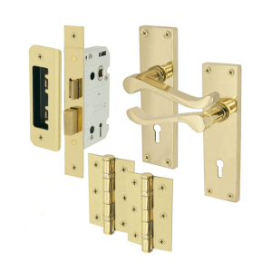 Victorian Scroll Door Handle Pack – Polished Brass Finish