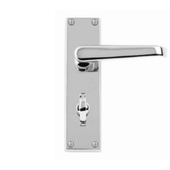 Jovian Victorian Door Handle On Backplate – Polished Chrome Finish - Bathroom