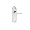 Victorian Shaped Epsom  Door Handle On Backplate - Polished Chrome Finish - Lock