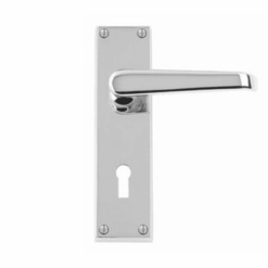 Jovian Victorian Door Handle On Backplate – Polished Chrome Finish - Lock