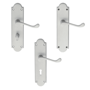 Victorian Shaped Epsom Door Handle On Backplate – Satin Chrome Finish