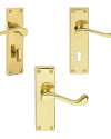 Victorian Scroll Door Handle – Polished Brass Finish – 150x45mm