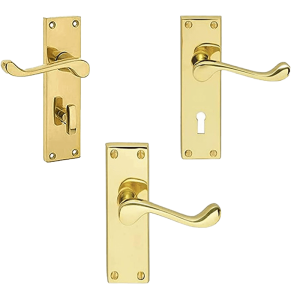 Victorian Scroll Door Handle – Polished Brass Finish – 150x45mm