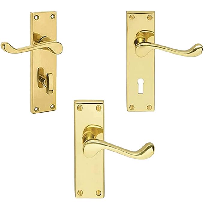 Victorian Scroll Door Handle – Polished Brass Finish – 150x45mm