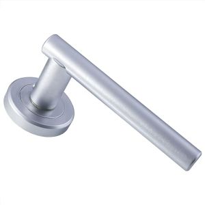 Lever on Round Rose –  124 mm Handle – Satin Chrome