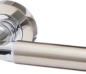 Door Handle Packs Lever on Rose Latch Pack – Satin Nickle Polished Chrome