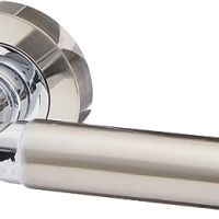 Door Handle Packs Lever on Rose Latch Pack – Satin Nickle Polished Chrome