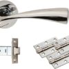 Door Handles On Rose Sintra Latch Pack - Polished Chrome