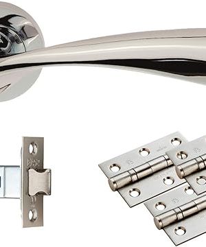 Door Handles On Rose Sintra Latch Pack – Polished Chrome