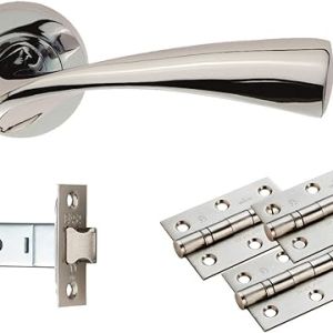 Door Handles On Rose Sintra Latch Pack – Polished Chrome