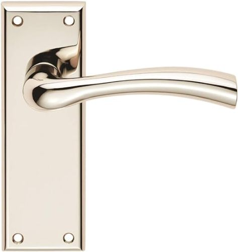 Door Handles On Rose Lever – Latch Pack – Polished Nickel