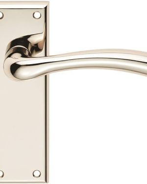 Door Handles On Rose Lever – Latch Pack – Polished Nickel