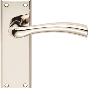 Door Handles On Rose Lever – Latch Pack – Polished Nickel