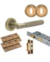 Antique Brass JV850AB Knurled Handle Door Kit – Lock