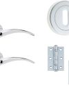 IRONMONGERY SOLUTIONS Lock Pack of Door Handle,3 Lever Sashlocks,Escutcheons & Hinges – Pack of Door Handle in Polished Chrome Finish