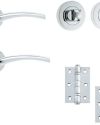 IRONMONGERY SOLUTIONS Bathroom Pack of Door Handle,Bathroom Locks,Turns & Releases & Hinges – Pack of Door Handle in Polished Chrome Finish