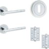 IRONMONGERY SOLUTIONS Lock Pack of Door Handle,3 Lever Sashlocks,Escutcheons & Hinges - Pack of Door Handle in Polished Chrome Finish