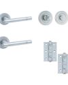 IRONMONGERY SOLUTIONS Bathroom Pack of Door Handle,Bathroom Locks, Turns & Releases & Hinges – Pack of Door Handle in Satin Chrome Finish