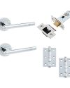 IRONMONGERY SOLUTIONS Bathroom Pack of Door Handle,Bathroom Locks, Turns & Releases & Hinges – Pack of Door Handle in Satin Chrome Finish
