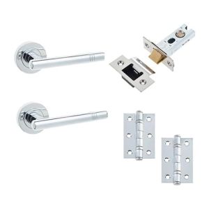 IRONMONGERY SOLUTIONS Bathroom Pack of Door Handle,Bathroom Locks, Turns & Releases & Hinges – Pack of Door Handle in Satin Chrome Finish