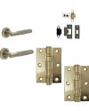 IRONMONGERY SOLUTIONS Latch Pack of Door Handle, Tubular Latch & Hinges – Pack of Door Handle in Antique Brass Finish