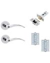 IRONMONGERY SOLUTIONS Latch Pack of Door Handle, Tubular Latch & Hinges – Pack of Door Handle in Polished Chrome Finish