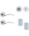 IRONMONGERY SOLUTIONS Bathroom Pack of Door Handle,Turns & Releases & Hinges – Pack of Door Handle in Polished Chrome Finish