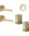 IRONMONGERY SOLUTIONS Lock Pack of Door Handle, 3 Lever Sashlocks,Escutcheons & Hinges – Pack of Door Handle in PVD Finish