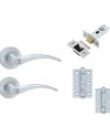 IRONMONGERY SOLUTIONS Latch Pack of Door Handle, Tubular Latch & Hinges