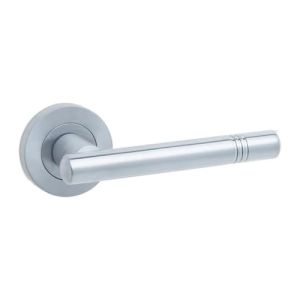 IRONMONGERY SOLUTIONS Latch Pack of Door Handle, Tubular Latch & Hinges – Pack of Door Handle in Satin Chrome Finish
